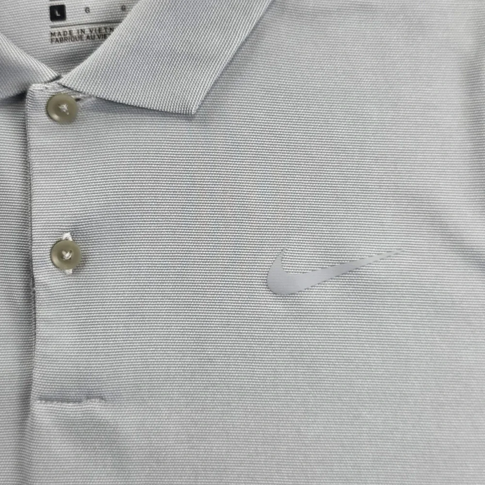 Nike Polo Shirt Mens Large‎ Grey Dri-FIT Short Sleeve Golf Athletic Sport Swoosh